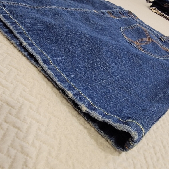 Vintage Old Navy Y2K Ultra Low Waist Denim Mini Jeans Skirt Size 14 - Picture 5 of 13